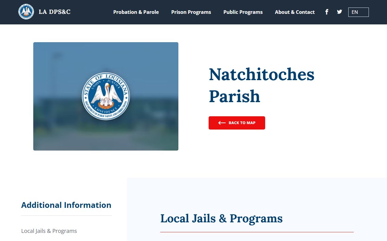 Louisiana DPSC Natchitoches Parish detention facility listing