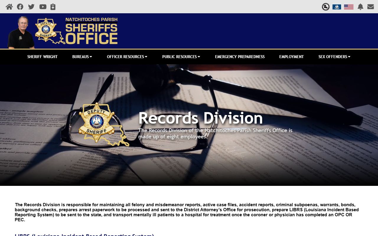 Natchitoches Parish inmate records request information from NPSO Records